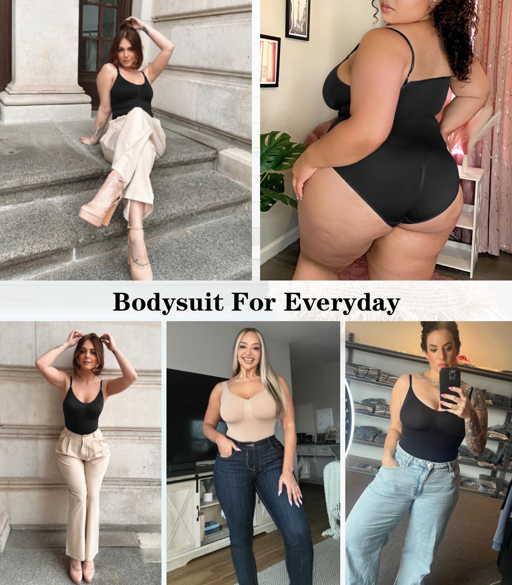 VIHTVIWE Bodysuit for Women Tummy Control Shapewear Body Shaper Seamless Spaghetti Strap Leotards