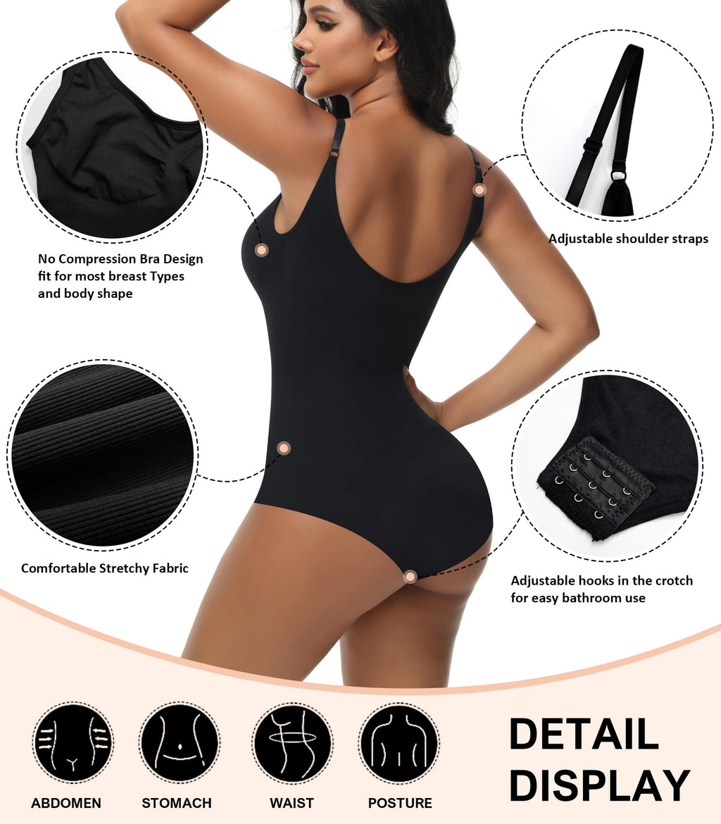 VIHTVIWE Bodysuit for Women Tummy Control Shapewear Body Shaper Seamless Spaghetti Strap Leotards